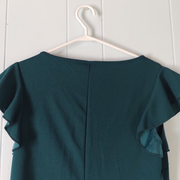 SHEIN Curve Basic Green Cap Sleeve Split V-neck Dress - Picture 6 of 7